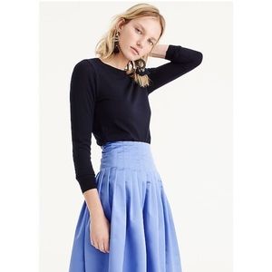 J Crew purple pleated A-line satin midi skirt